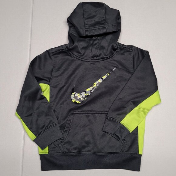 Nike THERMAL FIT Boy’s Hoodie size 4T color gray black neon - Picture 1 of 4